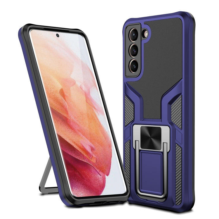 For Samsung Galaxy S21 5G Armor 2 in 1 PC + TPU Magnetic Shockproof Case with Foldable Holder