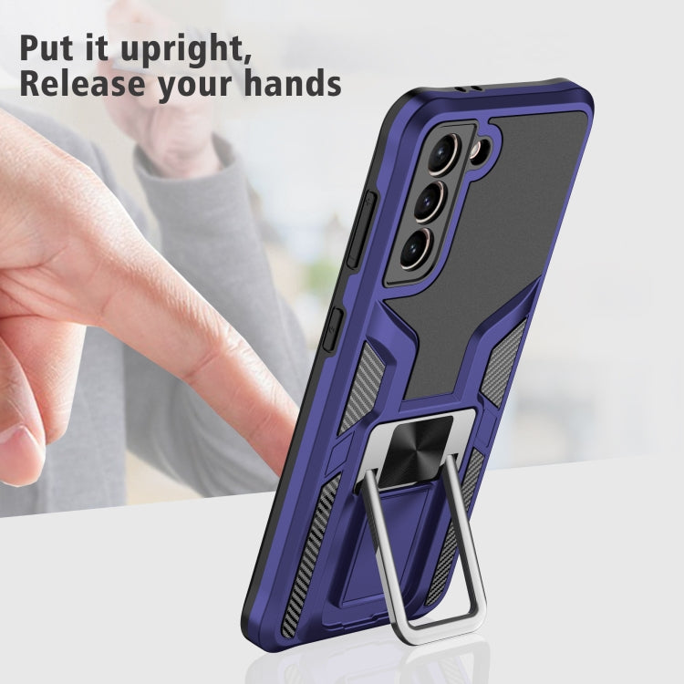 For Samsung Galaxy S21 5G Armor 2 in 1 PC + TPU Magnetic Shockproof Case with Foldable Holder