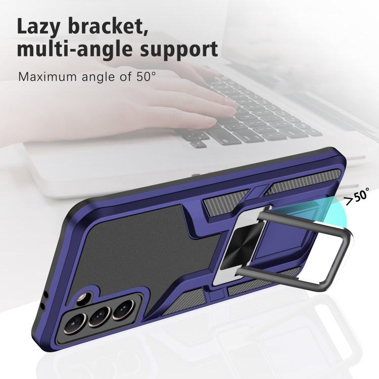 For Samsung Galaxy S21 5G Armor 2 in 1 PC + TPU Magnetic Shockproof Case with Foldable Holder