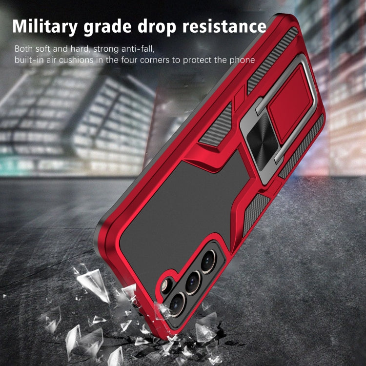 For Samsung Galaxy S21 5G Armor 2 in 1 PC + TPU Magnetic Shockproof Case with Foldable Holder
