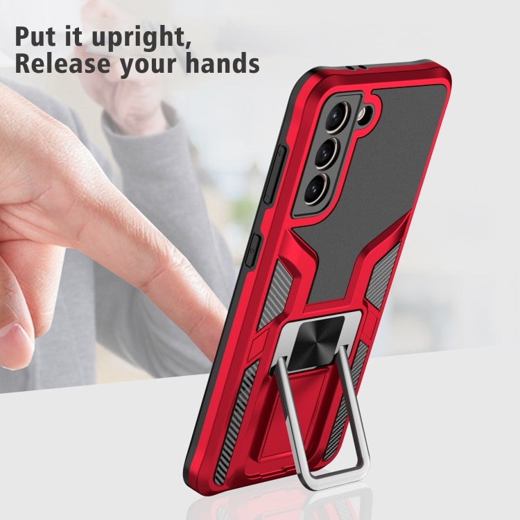 For Samsung Galaxy S21 5G Armor 2 in 1 PC + TPU Magnetic Shockproof Case with Foldable Holder