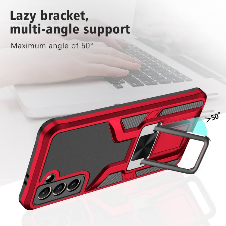 For Samsung Galaxy S21 5G Armor 2 in 1 PC + TPU Magnetic Shockproof Case with Foldable Holder