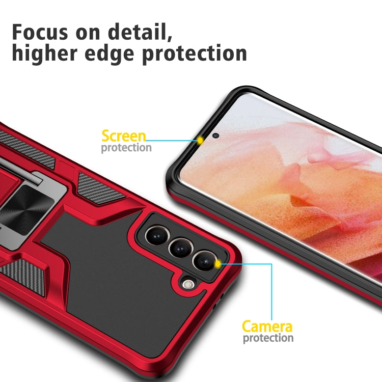 For Samsung Galaxy S21 5G Armor 2 in 1 PC + TPU Magnetic Shockproof Case with Foldable Holder