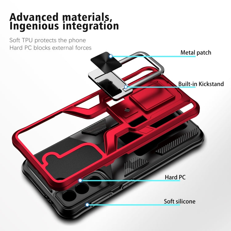 For Samsung Galaxy S21 5G Armor 2 in 1 PC + TPU Magnetic Shockproof Case with Foldable Holder
