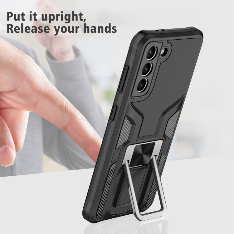For Samsung Galaxy S21 5G Armor 2 in 1 PC + TPU Magnetic Shockproof Case with Foldable Holder