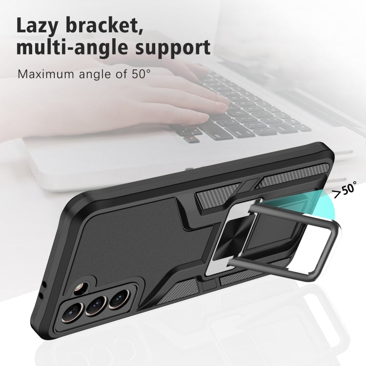 For Samsung Galaxy S21 5G Armor 2 in 1 PC + TPU Magnetic Shockproof Case with Foldable Holder
