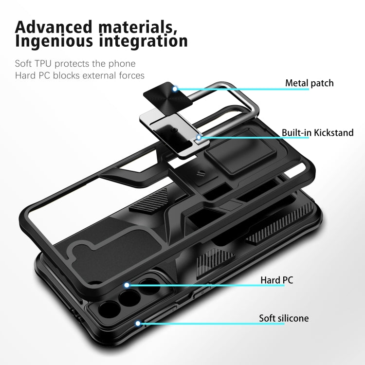 For Samsung Galaxy S21 5G Armor 2 in 1 PC + TPU Magnetic Shockproof Case with Foldable Holder