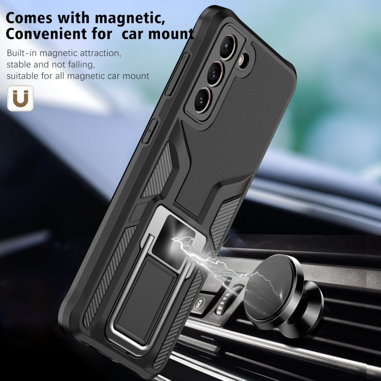 For Samsung Galaxy S21 5G Armor 2 in 1 PC + TPU Magnetic Shockproof Case with Foldable Holder