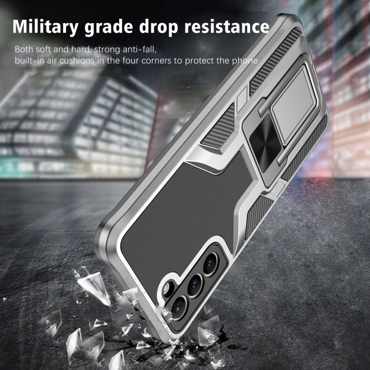 For Samsung Galaxy S21 5G Armor 2 in 1 PC + TPU Magnetic Shockproof Case with Foldable Holder