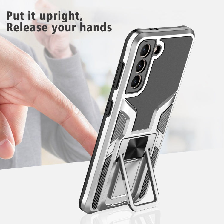 For Samsung Galaxy S21 5G Armor 2 in 1 PC + TPU Magnetic Shockproof Case with Foldable Holder