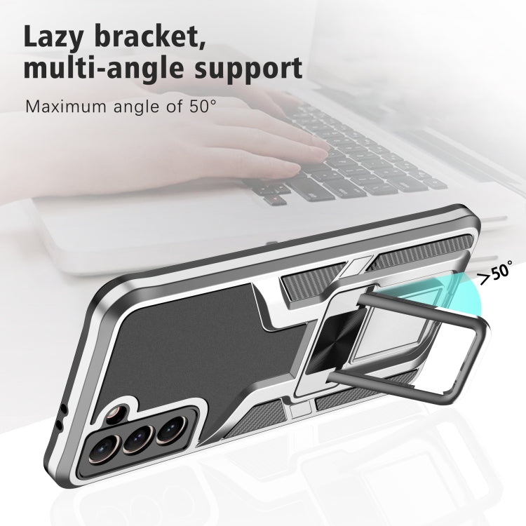 For Samsung Galaxy S21 5G Armor 2 in 1 PC + TPU Magnetic Shockproof Case with Foldable Holder
