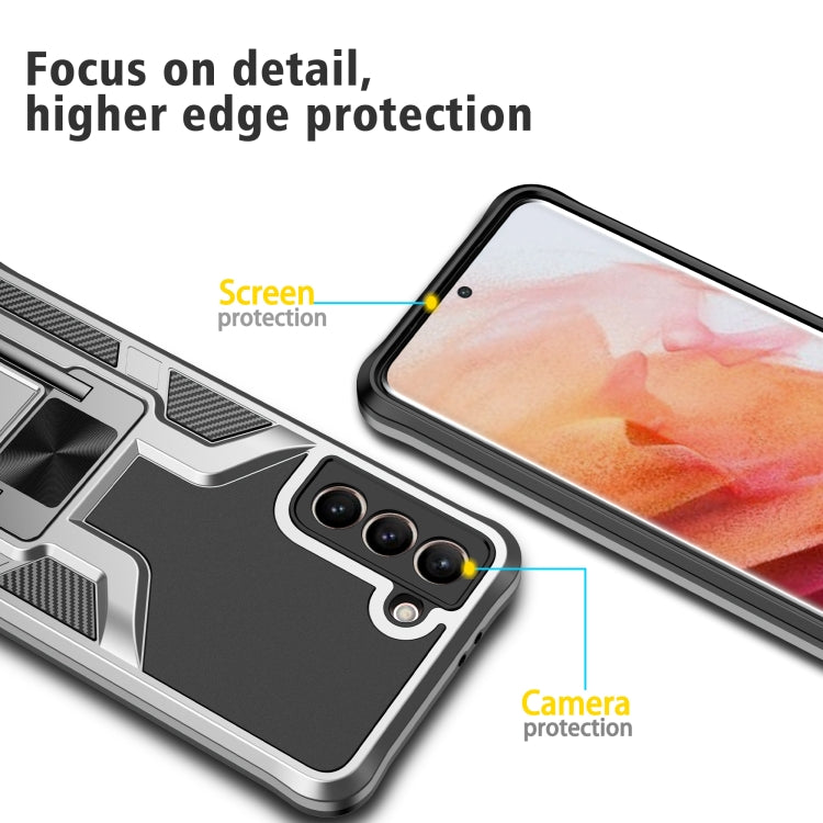 For Samsung Galaxy S21 5G Armor 2 in 1 PC + TPU Magnetic Shockproof Case with Foldable Holder