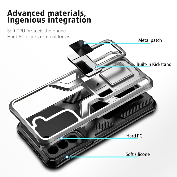 For Samsung Galaxy S21 5G Armor 2 in 1 PC + TPU Magnetic Shockproof Case with Foldable Holder