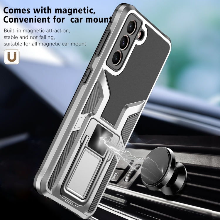 For Samsung Galaxy S21 5G Armor 2 in 1 PC + TPU Magnetic Shockproof Case with Foldable Holder