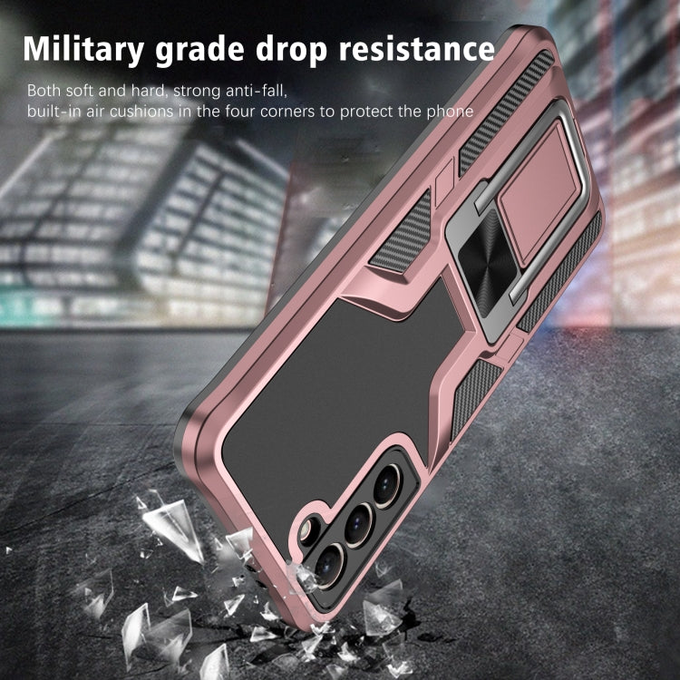 For Samsung Galaxy S21 5G Armor 2 in 1 PC + TPU Magnetic Shockproof Case with Foldable Holder