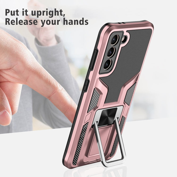 For Samsung Galaxy S21 5G Armor 2 in 1 PC + TPU Magnetic Shockproof Case with Foldable Holder