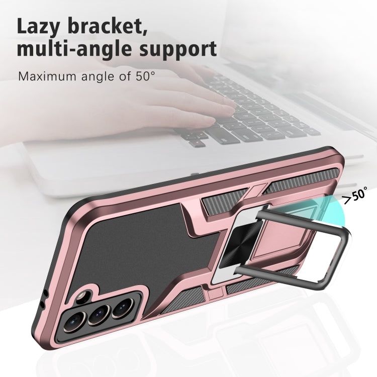 For Samsung Galaxy S21 5G Armor 2 in 1 PC + TPU Magnetic Shockproof Case with Foldable Holder