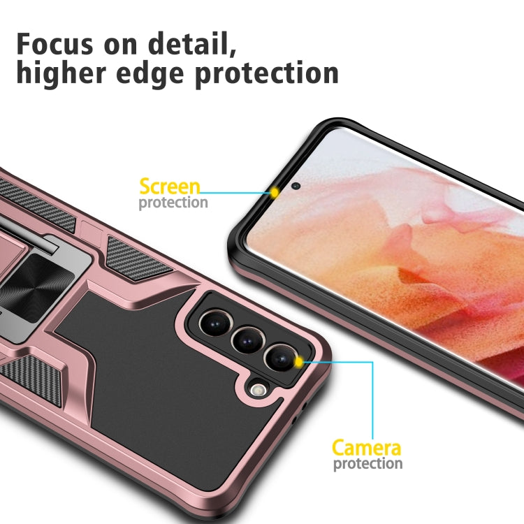 For Samsung Galaxy S21 5G Armor 2 in 1 PC + TPU Magnetic Shockproof Case with Foldable Holder