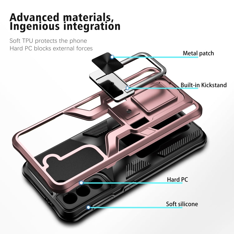 For Samsung Galaxy S21 5G Armor 2 in 1 PC + TPU Magnetic Shockproof Case with Foldable Holder