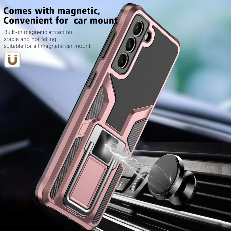 For Samsung Galaxy S21 5G Armor 2 in 1 PC + TPU Magnetic Shockproof Case with Foldable Holder