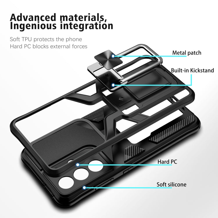 For Samsung Galaxy S21 Ultra 5G Armor 2 in 1 PC + TPU Magnetic Shockproof Case with Foldable Holder