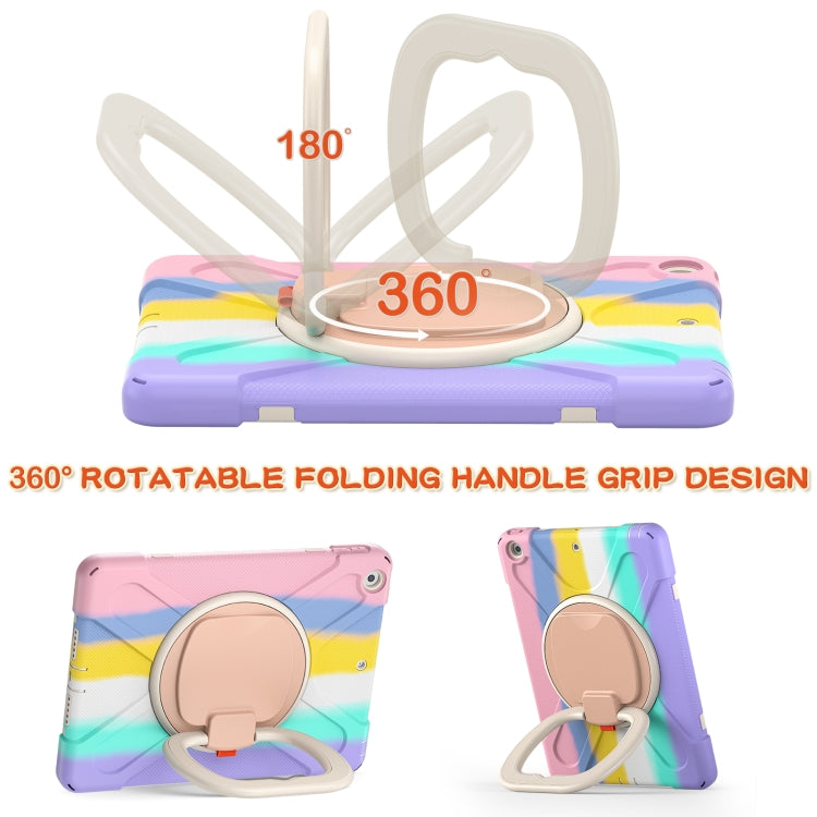 For Apple iPad 10.2 2021 / 2020 / 2019 Colorful Silicone + PC Protective Case with Holder & Shoulder Strap