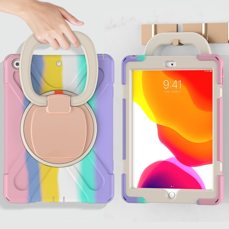 For Apple iPad 10.2 2021 / 2020 / 2019 Colorful Silicone + PC Protective Case with Holder & Shoulder Strap