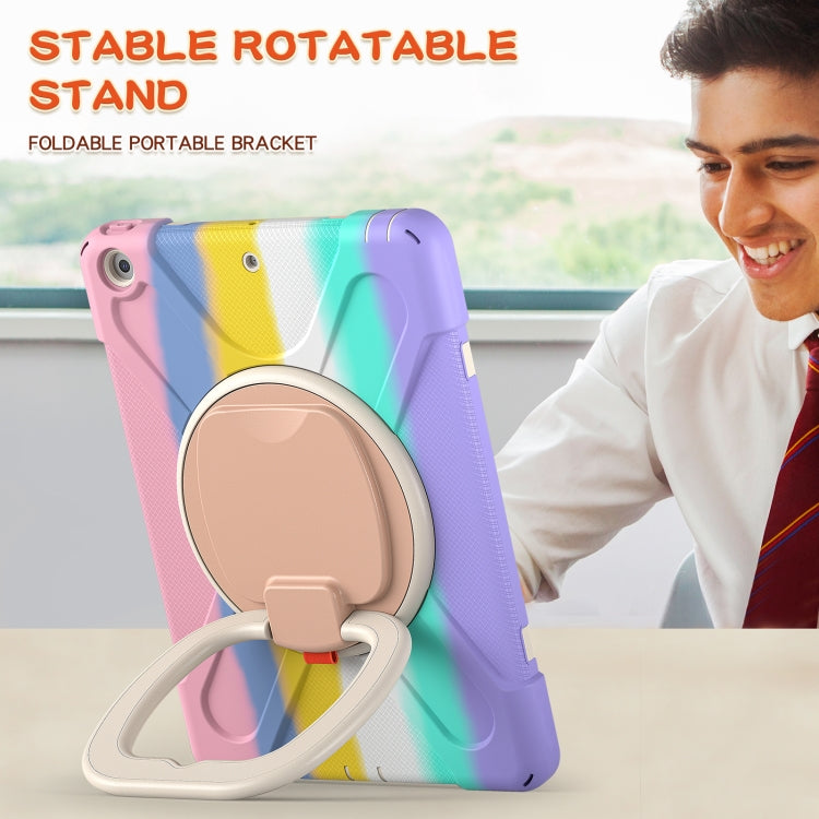 For Apple iPad 10.2 2021 / 2020 / 2019 Colorful Silicone + PC Protective Case with Holder & Shoulder Strap