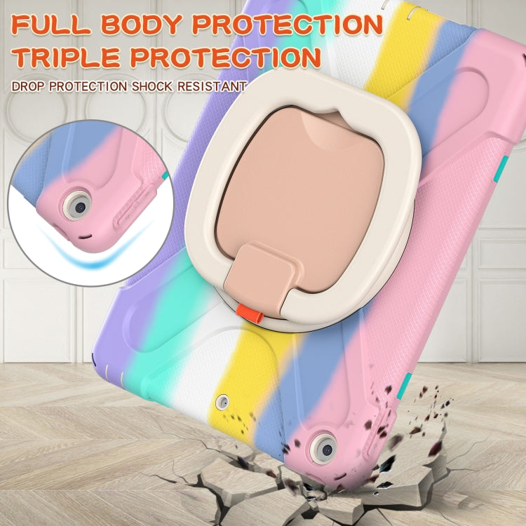 For Apple iPad 10.2 2021 / 2020 / 2019 Colorful Silicone + PC Protective Case with Holder & Shoulder Strap