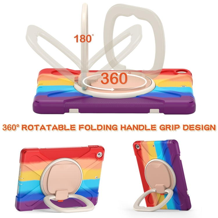 For Apple iPad 10.2 2021 / 2020 / 2019 Colorful Silicone + PC Protective Case with Holder & Shoulder Strap