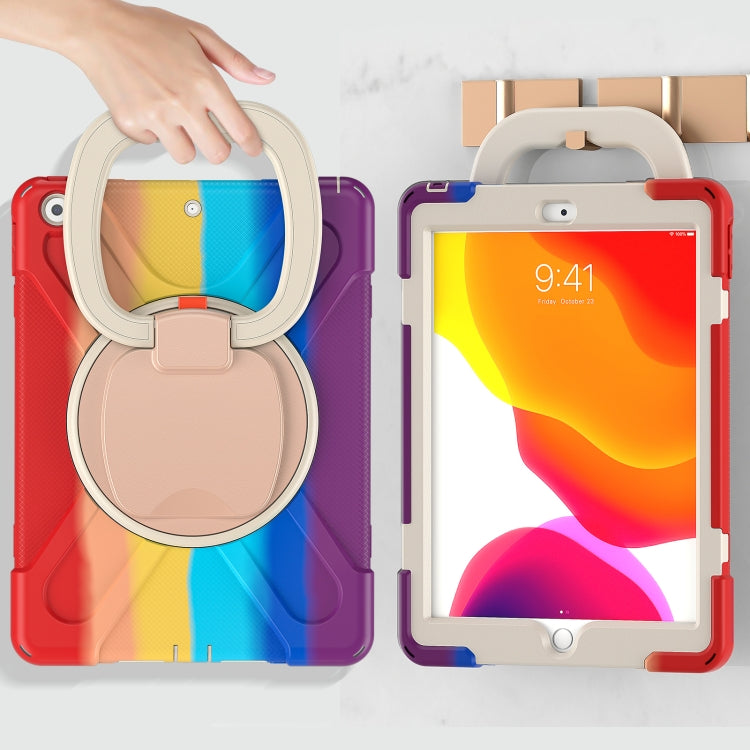 For Apple iPad 10.2 2021 / 2020 / 2019 Colorful Silicone + PC Protective Case with Holder & Shoulder Strap
