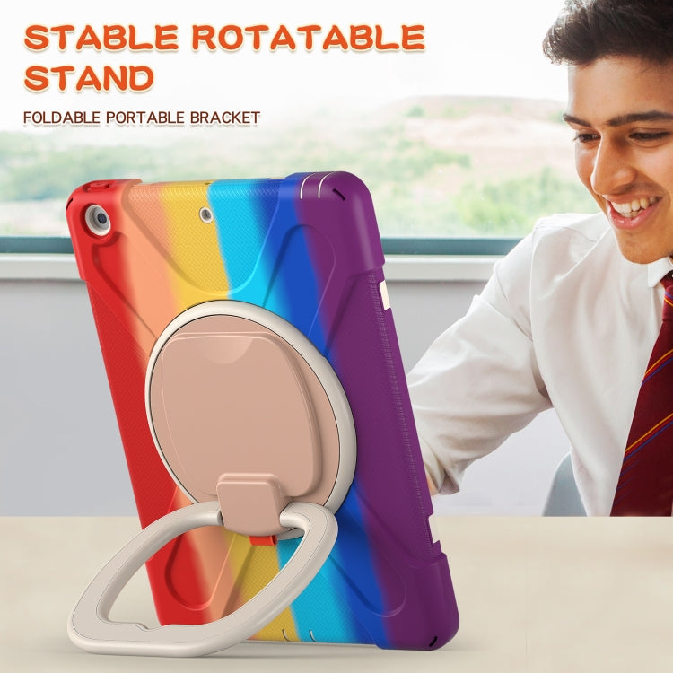 For Apple iPad 10.2 2021 / 2020 / 2019 Colorful Silicone + PC Protective Case with Holder & Shoulder Strap