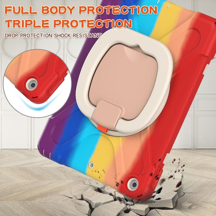 For Apple iPad 10.2 2021 / 2020 / 2019 Colorful Silicone + PC Protective Case with Holder & Shoulder Strap