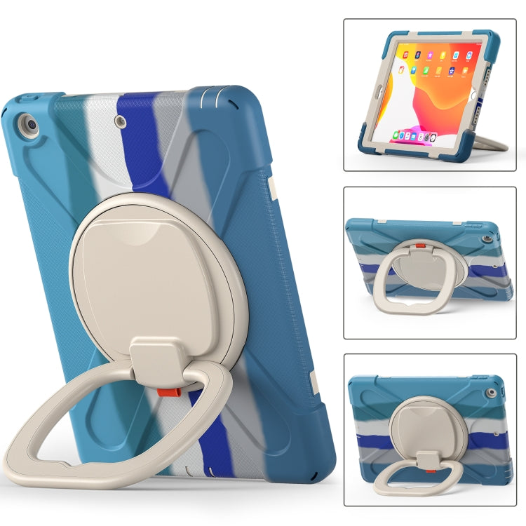 For Apple iPad 10.2 2021 / 2020 / 2019 Colorful Silicone + PC Protective Case with Holder & Shoulder Strap