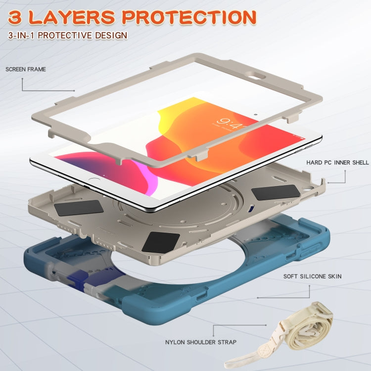 For Apple iPad 10.2 2021 / 2020 / 2019 Colorful Silicone + PC Protective Case with Holder & Shoulder Strap