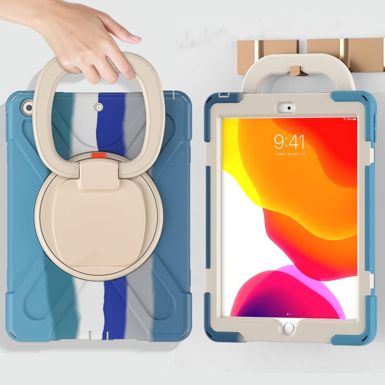 For Apple iPad 10.2 2021 / 2020 / 2019 Colorful Silicone + PC Protective Case with Holder & Shoulder Strap