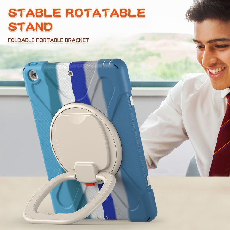 For Apple iPad 10.2 2021 / 2020 / 2019 Colorful Silicone + PC Protective Case with Holder & Shoulder Strap