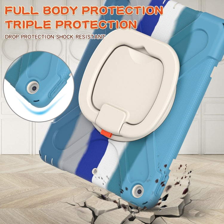 For Apple iPad 10.2 2021 / 2020 / 2019 Colorful Silicone + PC Protective Case with Holder & Shoulder Strap