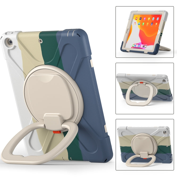 For Apple iPad 10.2 2021 / 2020 / 2019 Colorful Silicone + PC Protective Case with Holder & Shoulder Strap