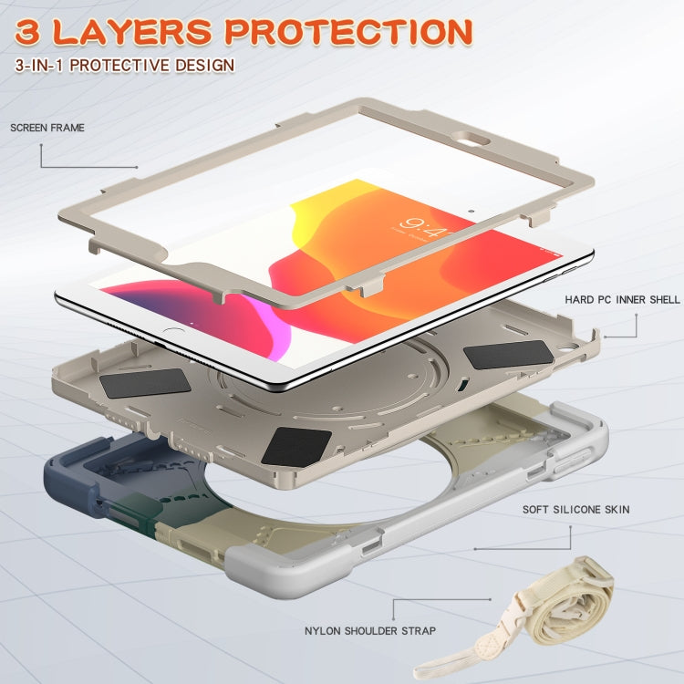 For Apple iPad 10.2 2021 / 2020 / 2019 Colorful Silicone + PC Protective Case with Holder & Shoulder Strap