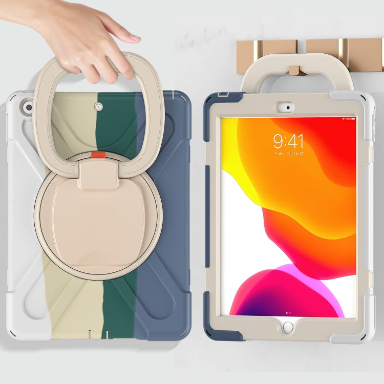 For Apple iPad 10.2 2021 / 2020 / 2019 Colorful Silicone + PC Protective Case with Holder & Shoulder Strap