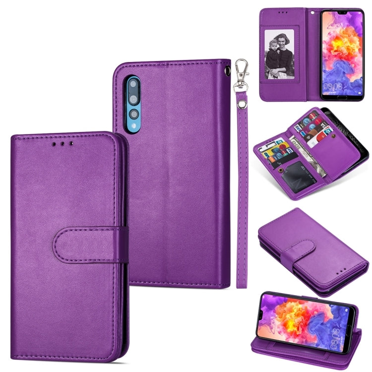 For Huawei P20 Pro Ultra-thin 9 Card Horizontal Flip Leather Case, with Card Slots & Holder & Lanyard