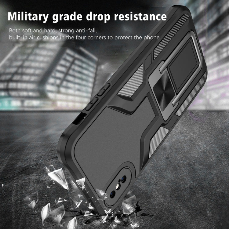 For iPhone X / XS Armor 2 in 1 PC + TPU Magnetic Shockproof Case with Foldable Holder