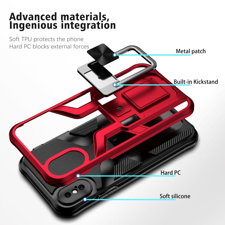 For iPhone X / XS Armor 2 in 1 PC + TPU Magnetic Shockproof Case with Foldable Holder