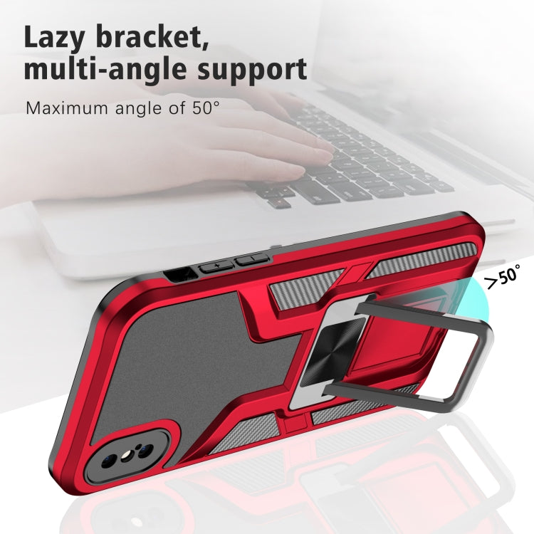 For iPhone X / XS Armor 2 in 1 PC + TPU Magnetic Shockproof Case with Foldable Holder