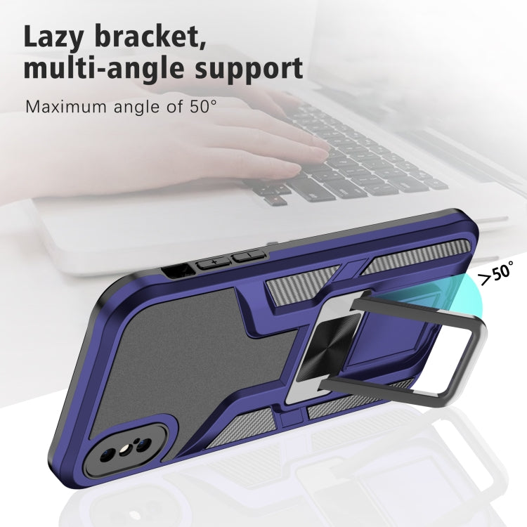 For iPhone X / XS Armor 2 in 1 PC + TPU Magnetic Shockproof Case with Foldable Holder