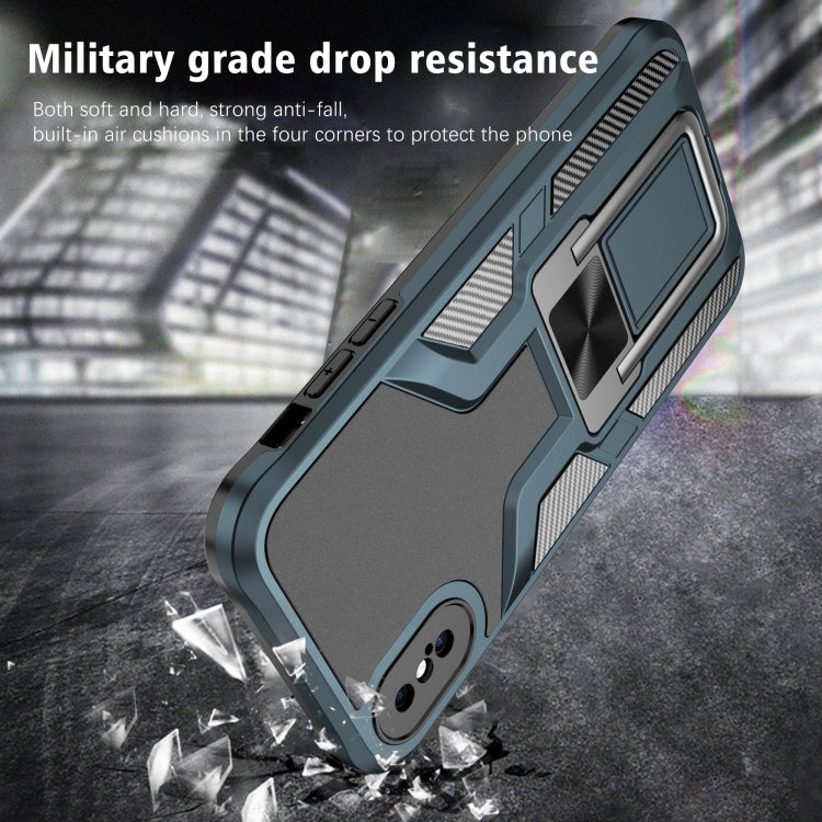 For iPhone X / XS Armor 2 in 1 PC + TPU Magnetic Shockproof Case with Foldable Holder