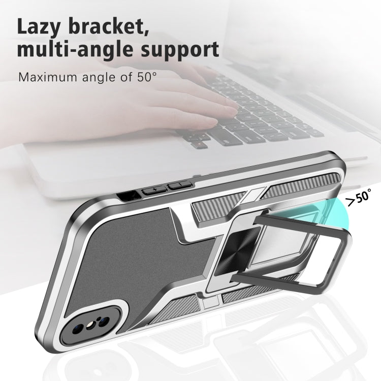 For iPhone X / XS Armor 2 in 1 PC + TPU Magnetic Shockproof Case with Foldable Holder