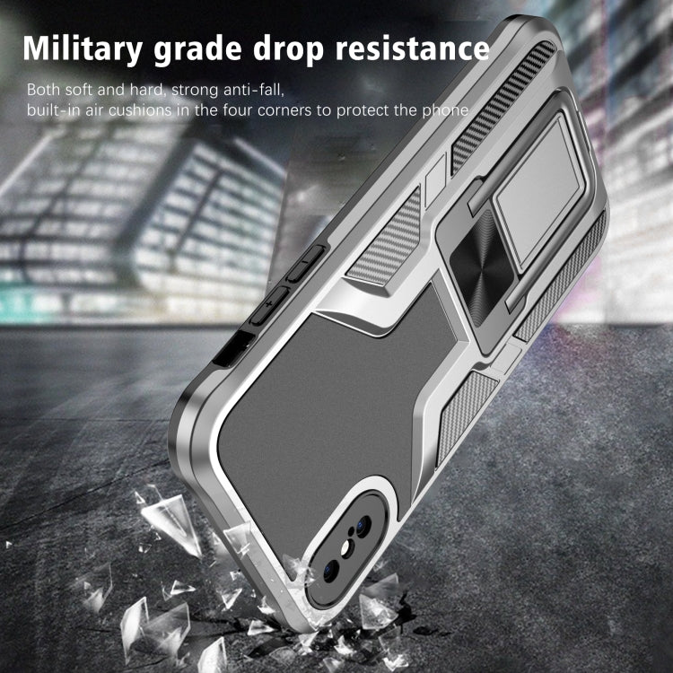 For iPhone X / XS Armor 2 in 1 PC + TPU Magnetic Shockproof Case with Foldable Holder