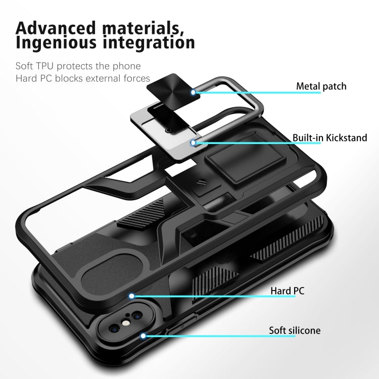 For iPhone XS Max Armor 2 in 1 PC + TPU Magnetic Shockproof Case with Foldable Holder